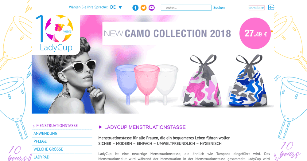 Die Webseite von LadyCup