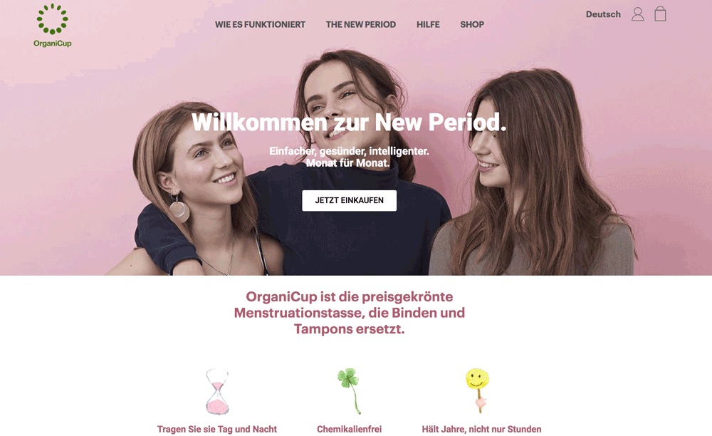 Die Webseite von OrganiCup